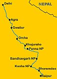 Reiseroute in Madhya Pradesh und Chhattisgarh - IND-Blog-Bilder