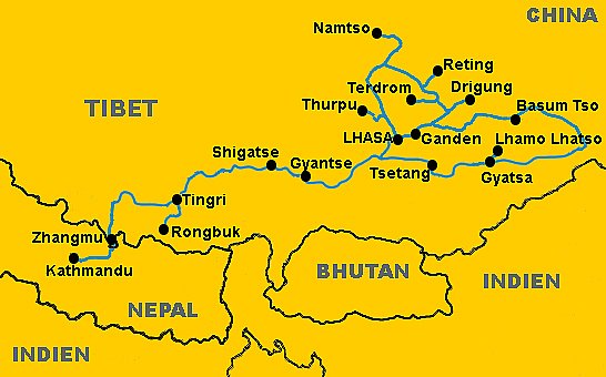 Reiseroute durch Zentraltibet 2006 - Tibet Blog