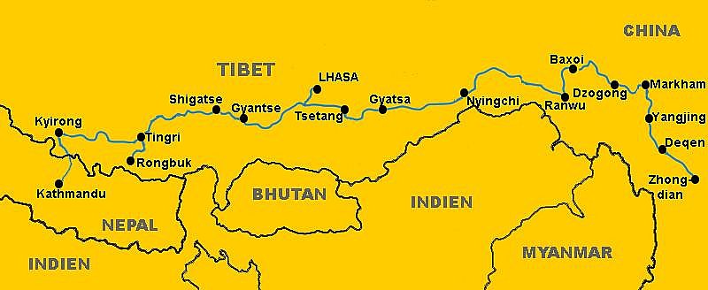 Reiseroute 2019 von Yunnan &uuml;ber Zentraltibet nach Lhasa - Tibet Blog