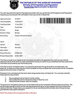 E-Visa Letter f&uuml;r Myanmar - Myanmar - Blog