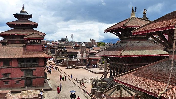 Dubar Square von oben, Pathan, Nepal - NEP-Erdbeben