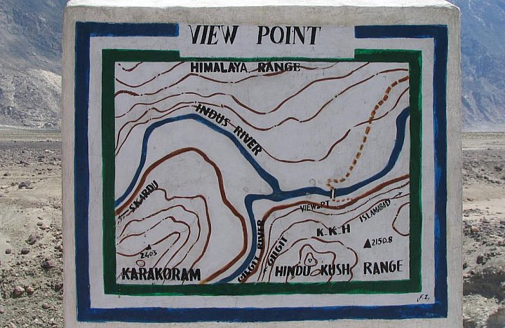 1998 - Geographische Schautafel am KKH - Nord-Pakistan: Landschaft