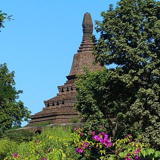 Hinter dichtem Gr&uuml;n versteckte Pagode - West-Myanmar: Sehensw&uuml;rdigkeiten