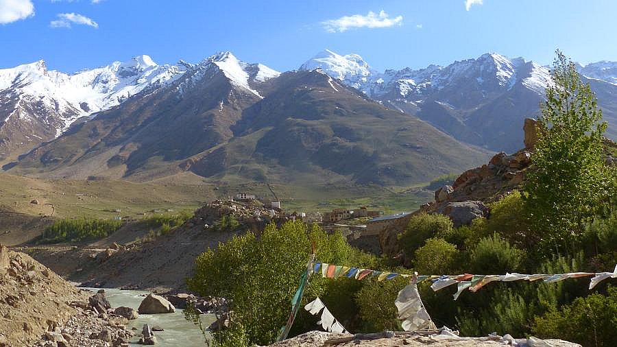Blick &uuml;ber den Tsarap-Fluss in Richtung S&uuml;den - Zanskar: Landschaft