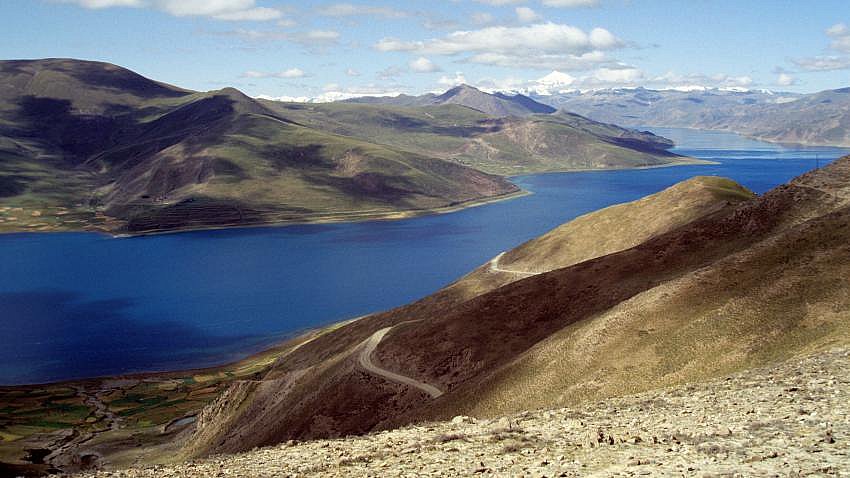 Blick &uuml;ber den Yamdrok See 1992 - Zentral-Tibet: Landschaft