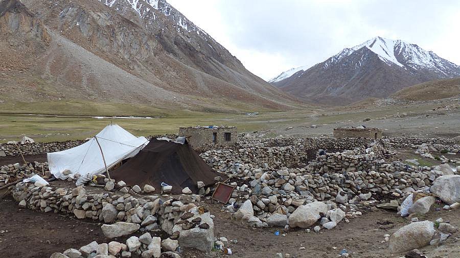 Normadenzelt im Hochgebirgstal von Ladakh - Ladakh: Landschaft