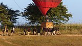 Kurz vor der Landung nach der Ballonfahrt &uuml;ber Bagan - Zentral-Myanmar: Sehensw&uuml;rdigkeiten