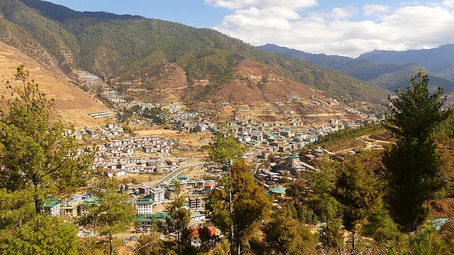 Blick &uuml;ber das Thimphu-Tal. - Thimphu-Punakha: Landschaft