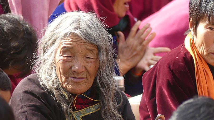 Dame aus Laya in Punakha - Thimphu-Punakha: Land und Leute