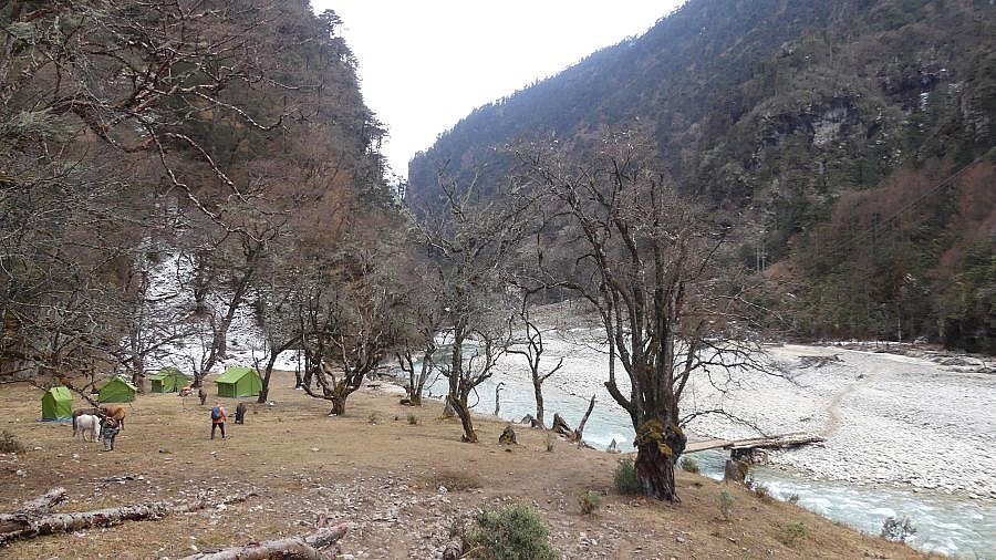 Camp am Mho Chhu Flu&szlig; - Thimphu-Punakha: Laya Trekking