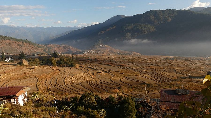 Blick &uuml;ber das Punakha-Tal - Thimphu-Punakha: Landschaft