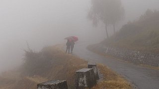 Nebellandschaft im oberen Tal des Gemri Chhu Flusses - Ost-Bhutan: Landschaft
