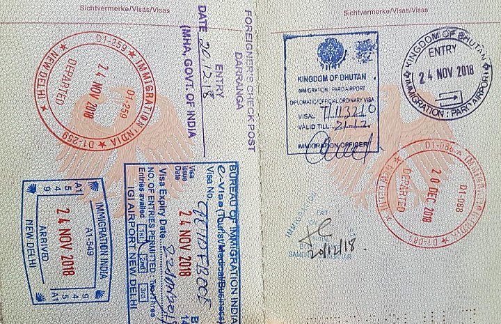 Ein- und Ausreisestempel f&uuml;r Bhutan - Bhutan 2018 Blog
