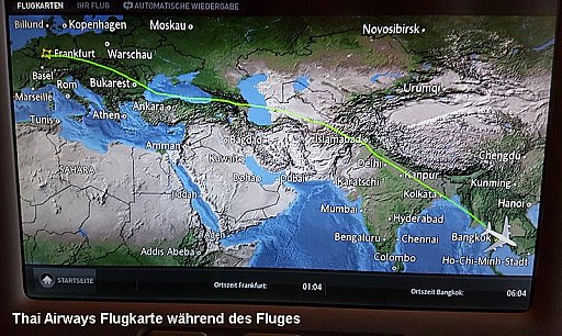 Flugroutenanzeige Thai Airways - Tibet Blog