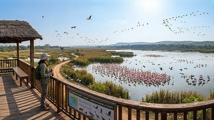 Aussichtsplattform Tholl Vogelschutzgebiet - Gujarat - Flora und Fauna
