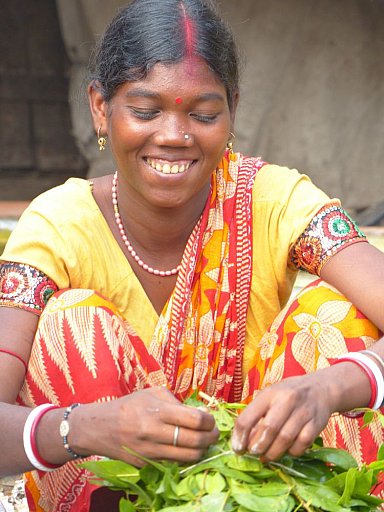 Verk&auml;uferin auf dem Blumenmarkt in Calcutta - West-Bengalen: Land-und-Leute