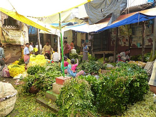 St&auml;nde auf dem Blumenmarkt in Calcutta - West-Bengalen: Land-und-Leute