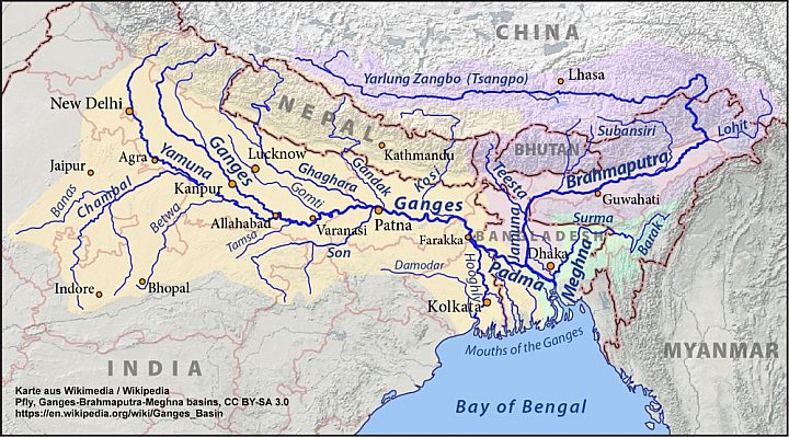 &Uuml;bersichtskarte Ganges-Bramaputra-Tiefland - IND-Blog-Bilder