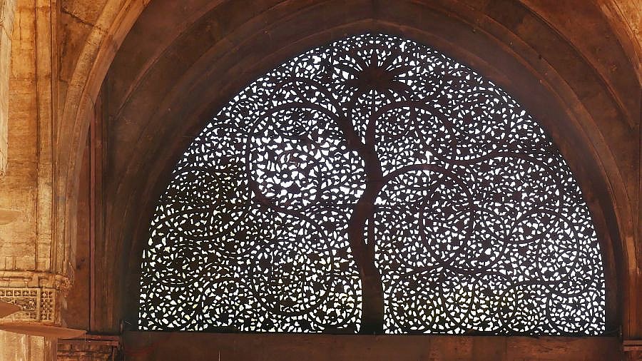 Jali-Fenster der Sidi Saiyyed Moschee - Gujarat - Sehensw&uuml;rdigkeiten