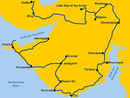 Reiseroute in Gujarat f&uuml;r zwei Wochen - IND-Blog-Bilder