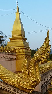 Drachen als W&auml;chter der Goldenen Pagode - Laos - Sehensw&uuml;rdigkeiten