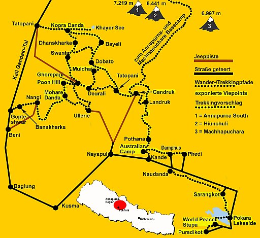 Karte Pokhara und Annapurna-Region - Nepal-Blog