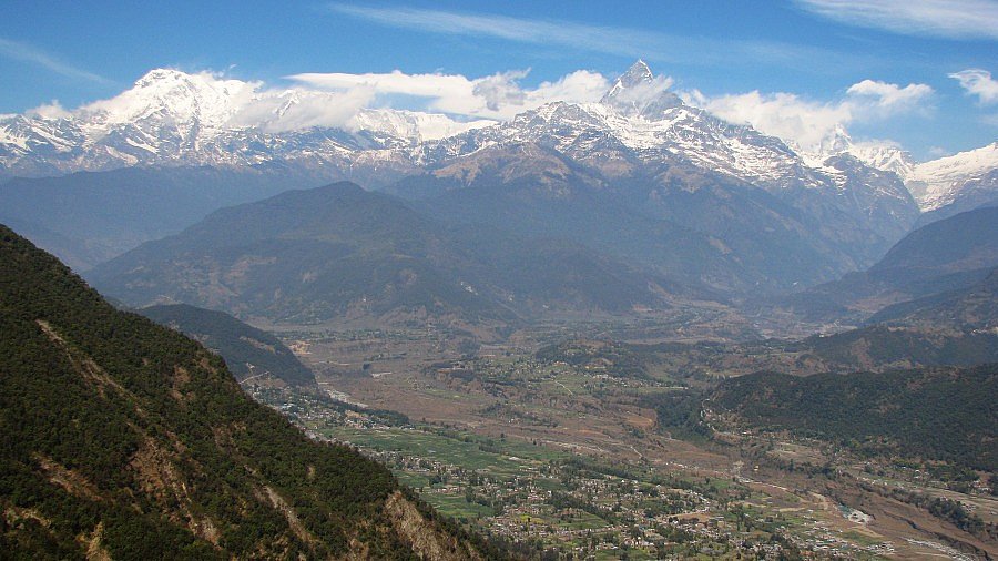 Blick auf das Annapurna-Massiv von Sarangkot - Pokhara und Annapurna - Landschaft