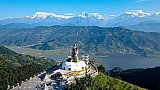 Shva-Statue und Himalaya-Panorama - Nepal Himalaya-Panoramen