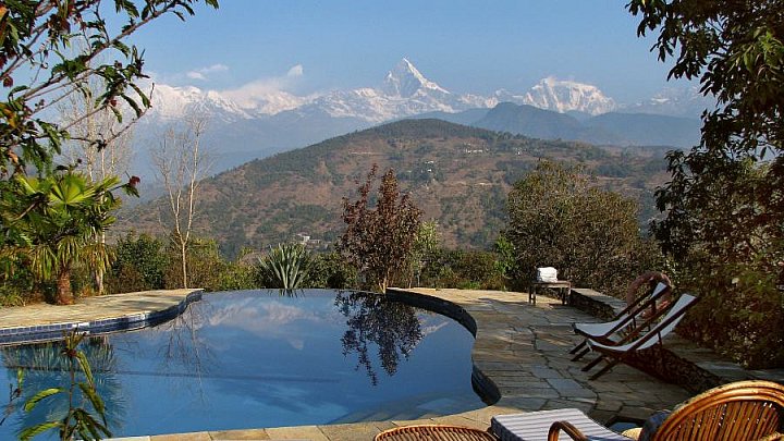 Annapurna vom Tiger Mountain Pokhara Resort - Pokhara & Annapurna - Schlafen & Essen