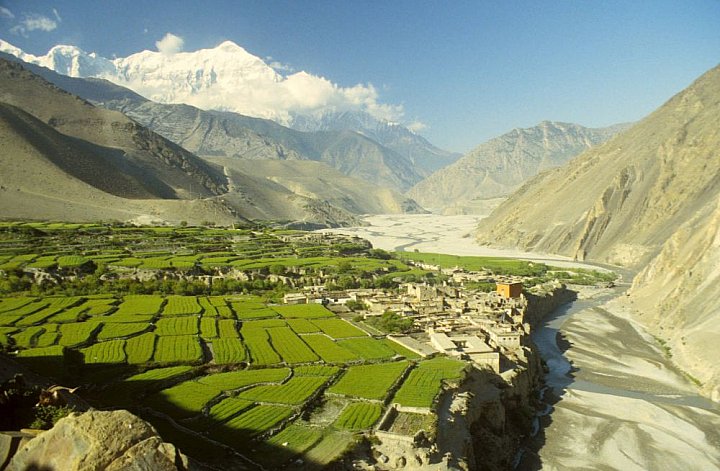 Blick &uuml;ber Kagbeni und das Kali Gandaki-Tal - Nepal - Mustang - verbotenes K&ouml;nigreich 1993 & 97