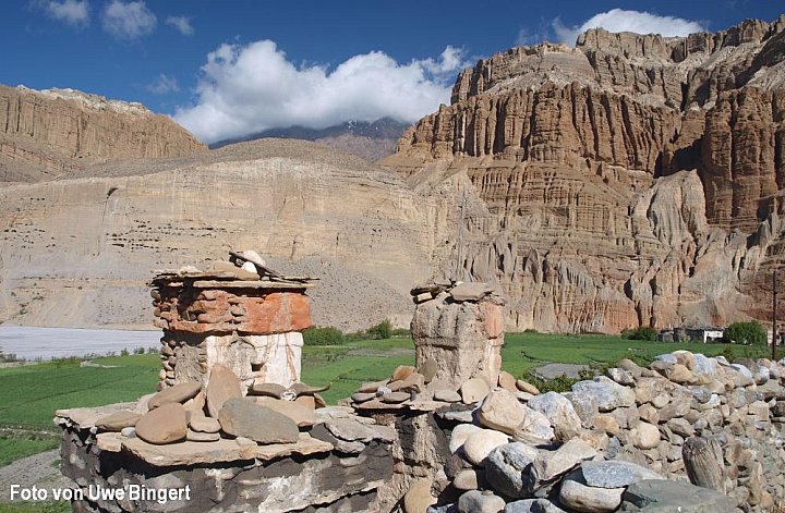 Die Felder von Tetang in Mustang - Nepal - Mustang - verbotenes K&ouml;nigreich 1993 & 97