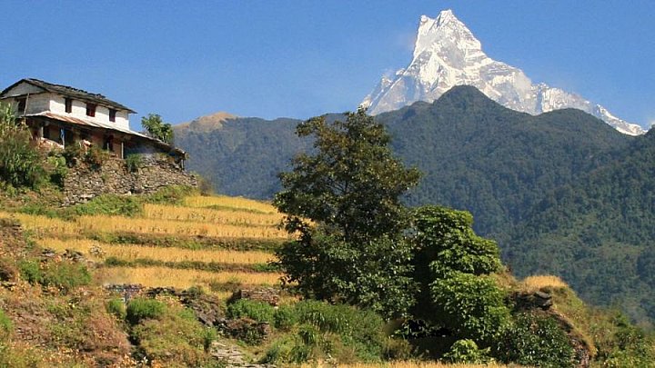 Blick von Naudanda auf den Machhapuchare - Pokhara und Annapurna - Landschaft