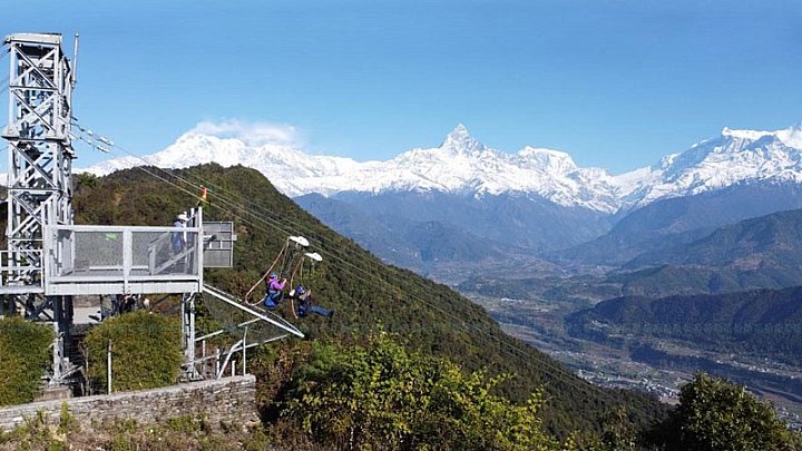 Zipp Line von Sarangkot - Pokhara und Annapurna - Landschaft