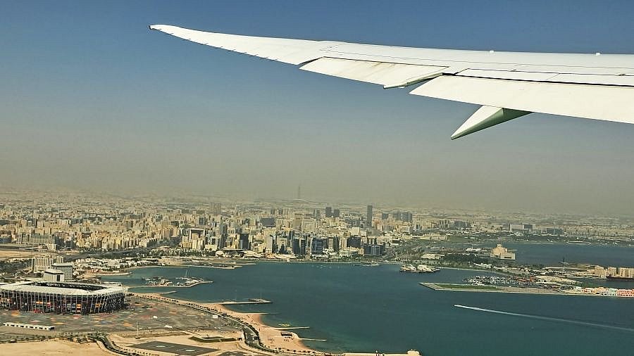 Landeanflug in Doha - Nepal-Blog