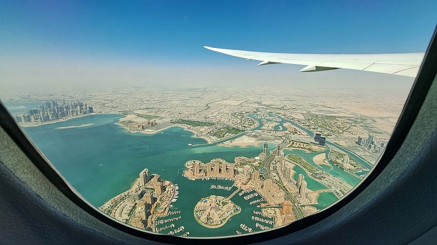 Landeanflug in Doha - Nepal-Blog