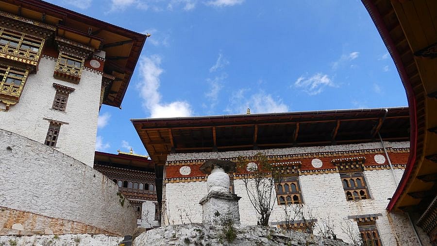 Das Kloster innerhalb des Gasa Dzong - Thimphu-Punakha: Sehenswürdigkeiten