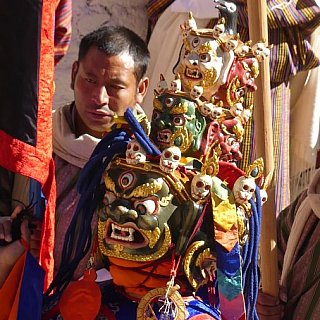Buddhistische Maske - Ost-Bhutan: Lhuentse Klosterfest