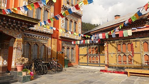 Eingang zum Thimphu View Hotel - Thimphu-Punakha: Essen & Schlafen
